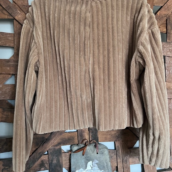 Zara Tan Ribbed Sweatshirt - Picture 3 of 4